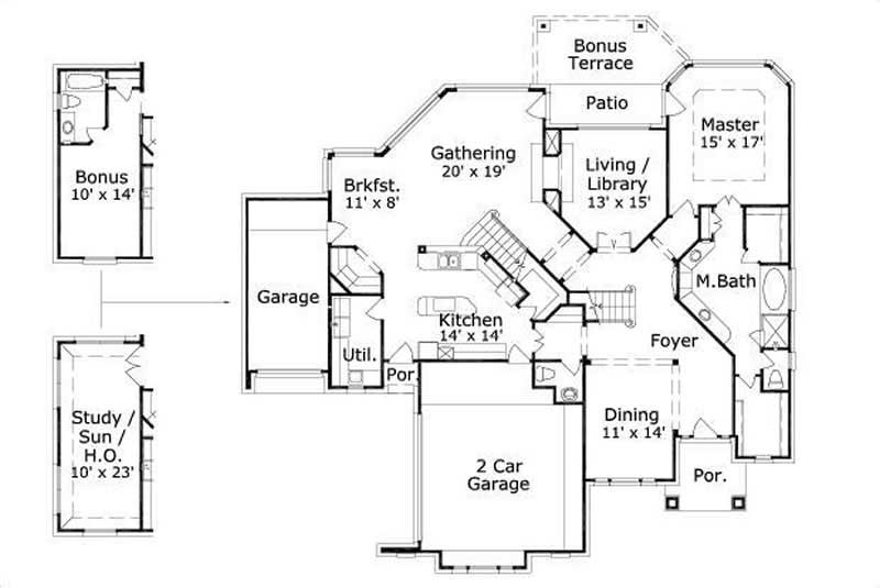 Floor Plan First Story of Luxury Plan #156-1019