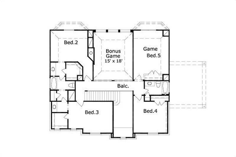 Floor Plan Second Story of Country Plan #156-1029