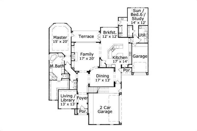 Floor Plan First Story of Plan #156-1034