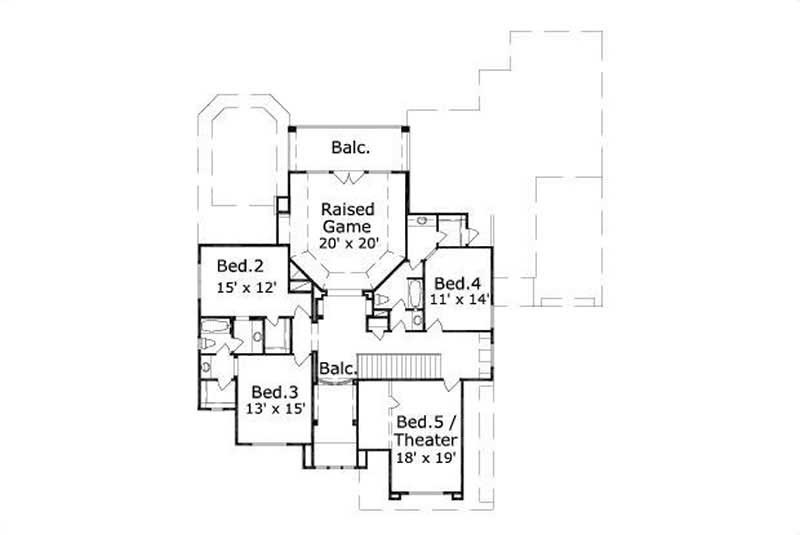Floor Plan Second Story of Plan #156-1034