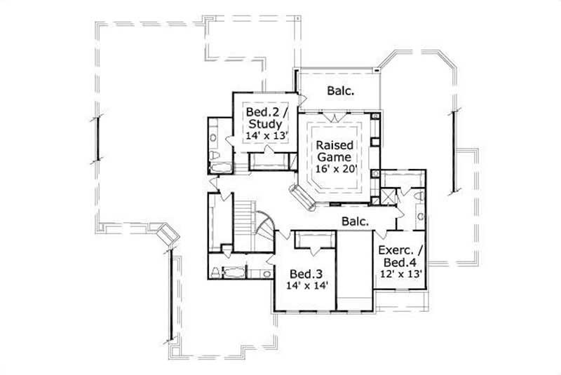 Floor Plan Second Story of Luxury Plan #156-1042