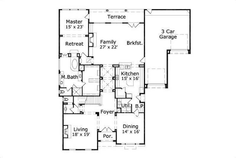 Floor Plan First Story of Plan #156-1043