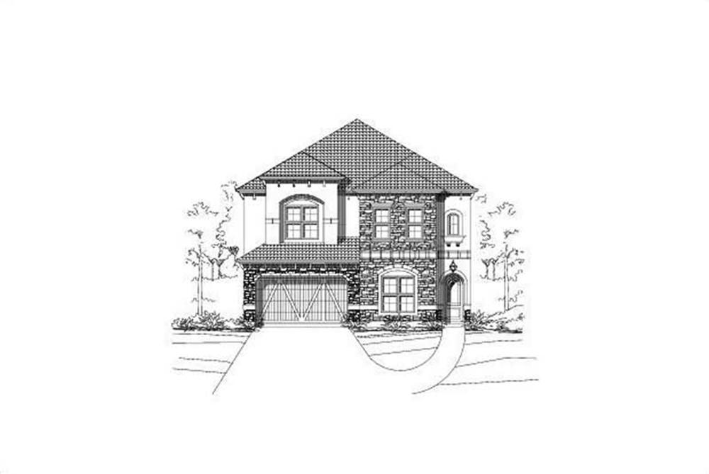 Front elevation of Tuscan home (ThePlanCollection: House Plan #156-1051)