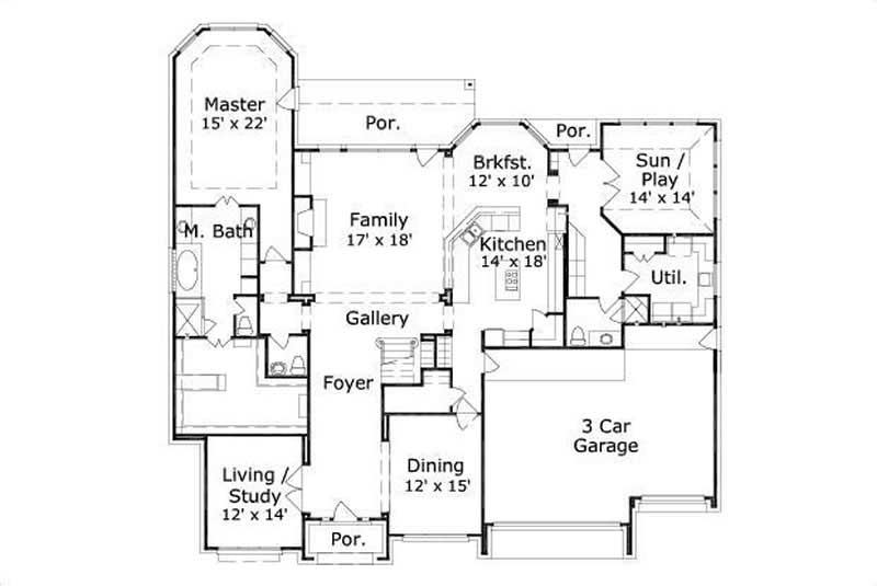 Floor Plan First Story of Luxury Plan #156-1054