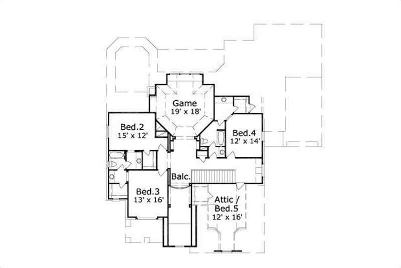 Floor Plan Second Story of Country Plan #156-1072