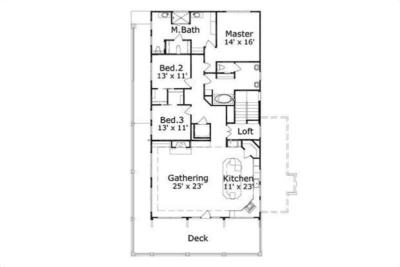 Floor Plan Second Story of Country Plan #156-1081