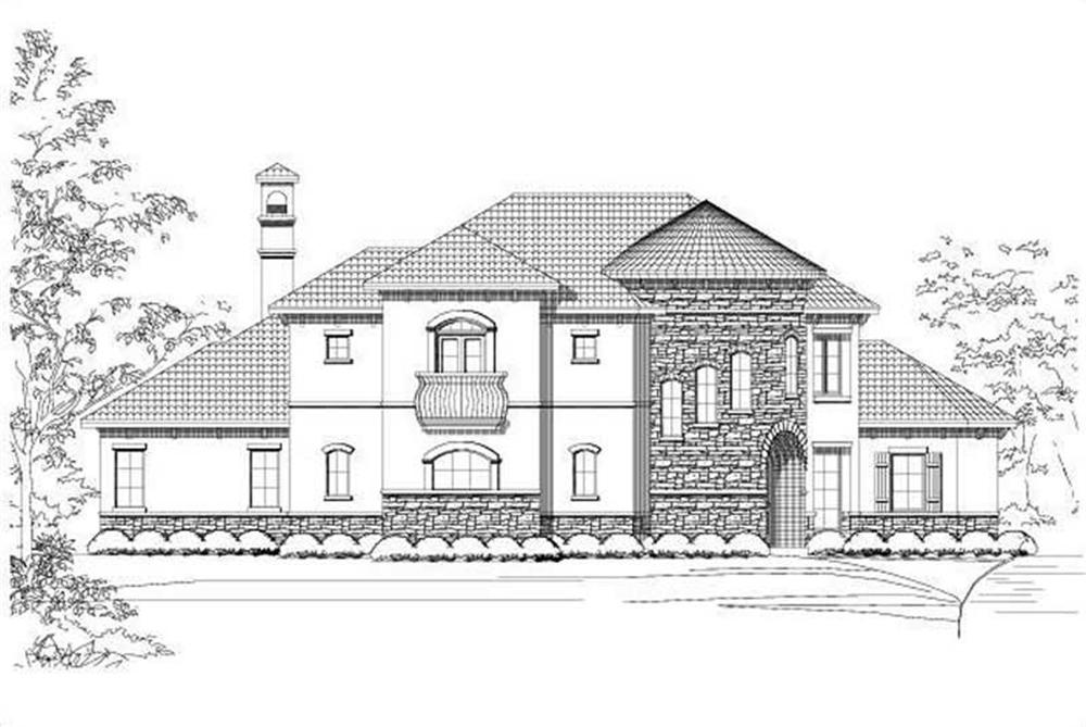 Front elevation of Spanish home (ThePlanCollection: House Plan #156-1085)