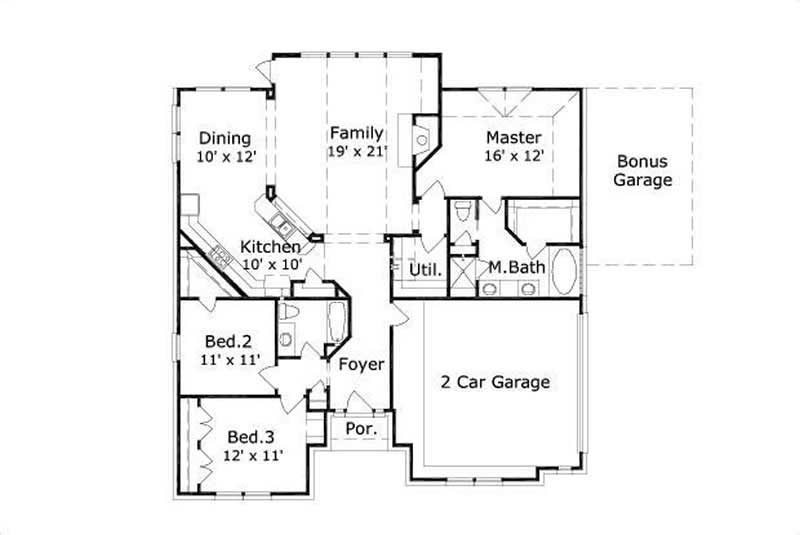 Floor Plan First Story of Country Plan #156-1089