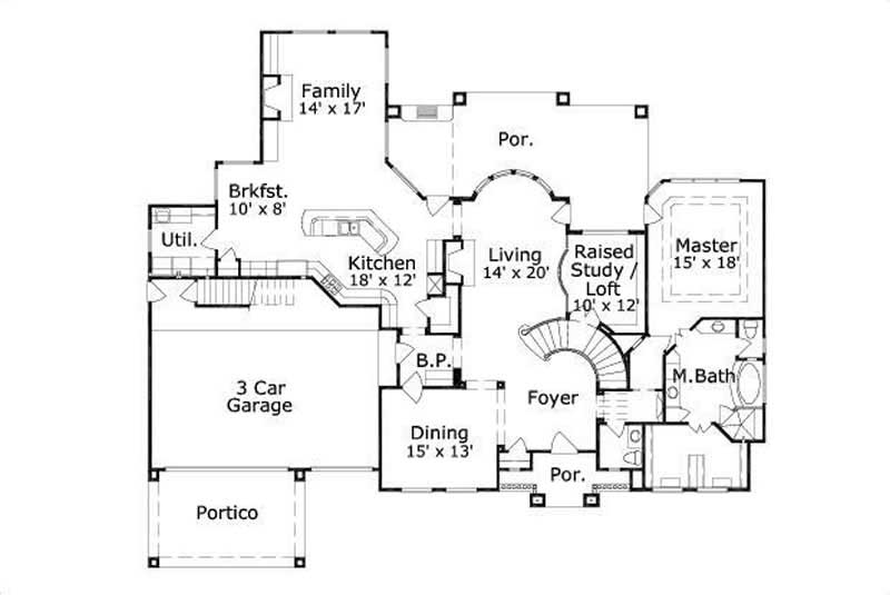 Floor Plan First Story of Luxury Plan #156-1096