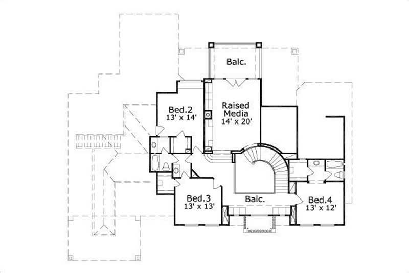Floor Plan Second Story of Luxury Plan #156-1096