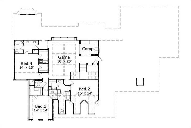 Floor Plan Second Story of Country Plan #156-1105