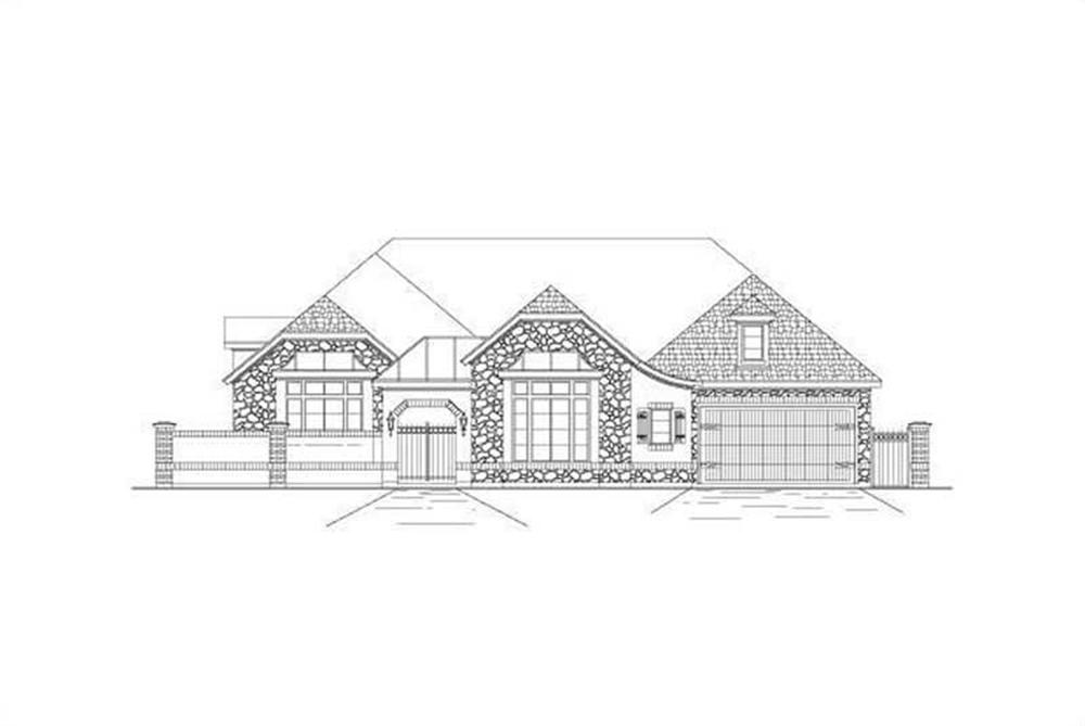 Front elevation of Tuscan home (ThePlanCollection: House Plan #156-1107)