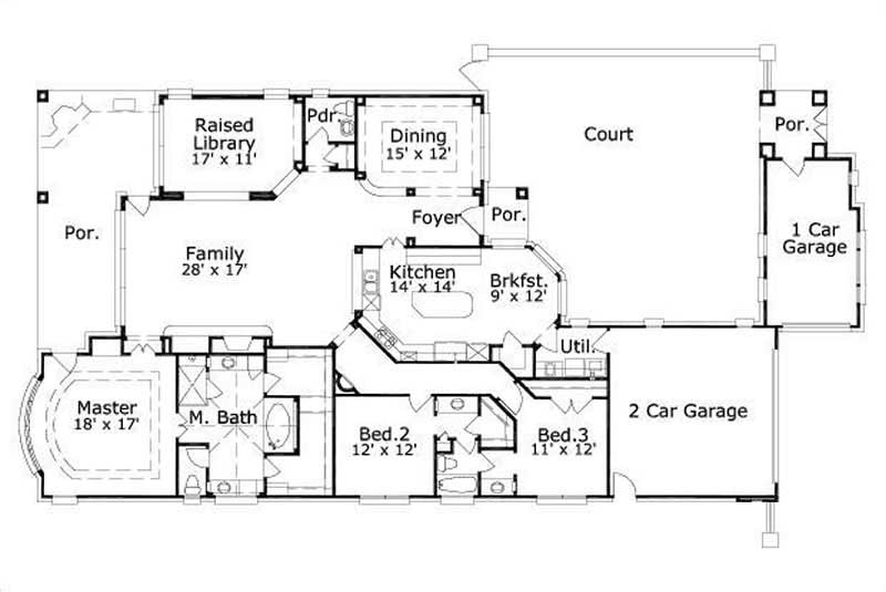 Floor Plan First Story of Ranch Plan #156-1112