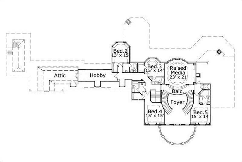 Floor Plan Second Story of Colonial Plan #156-1117