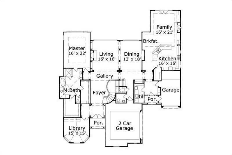 Floor Plan First Story of Luxury Plan #156-1118
