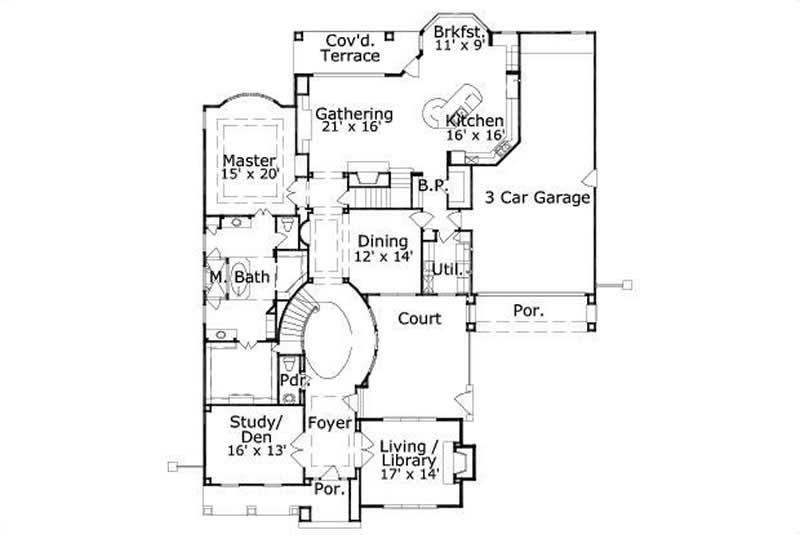 Floor Plan First Story of Plan #156-1128