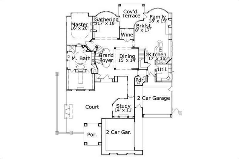 Floor Plan First Story of Luxury Plan #156-1129