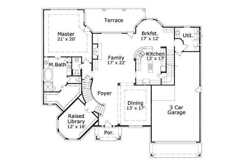 Floor Plan First Story of Luxury Plan #156-1136