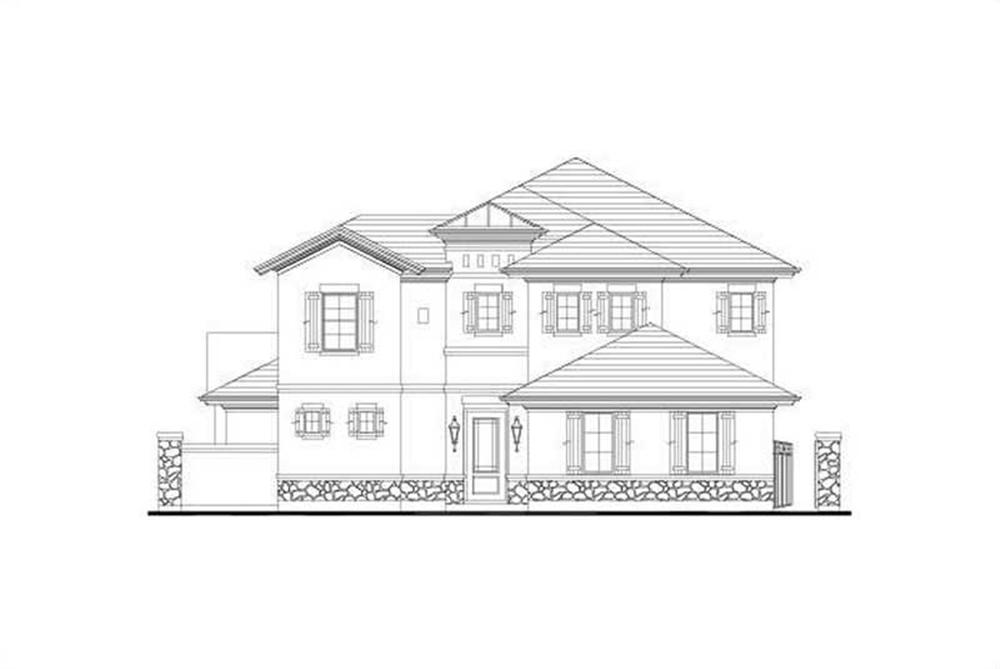Front elevation of Tuscan home (ThePlanCollection: House Plan #156-1137)
