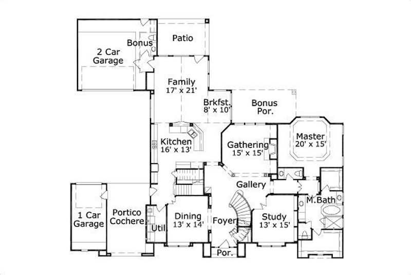 Floor Plan First Story of Plan #156-1139