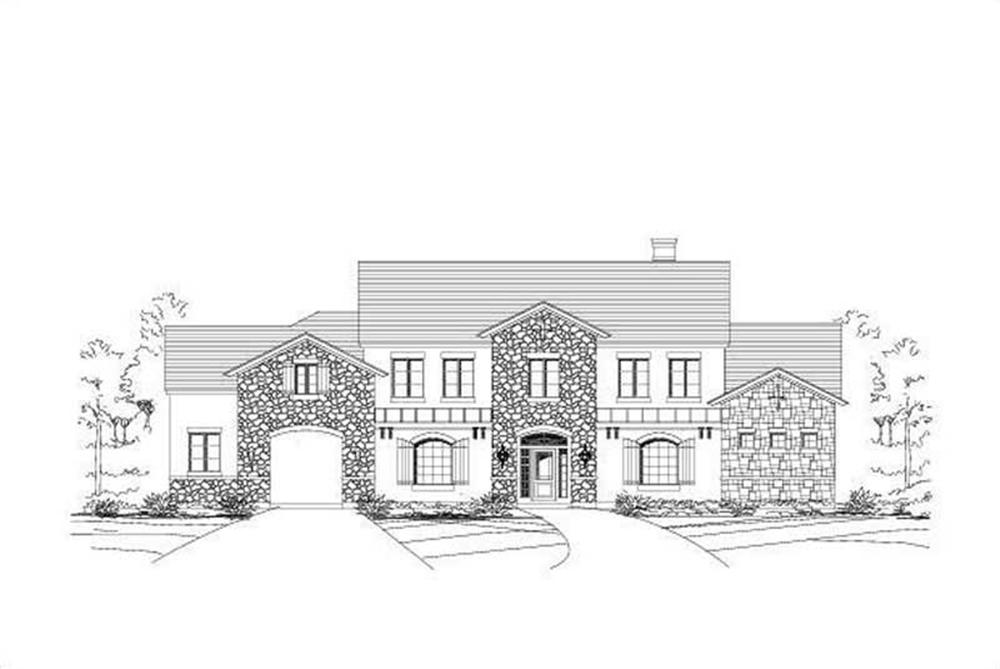 Front elevation of Tuscan home (ThePlanCollection: House Plan #156-1140)