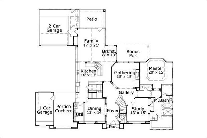 Floor Plan First Story of Plan #156-1140