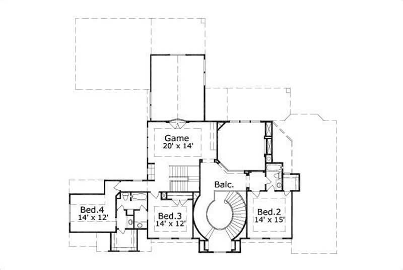 Floor Plan Second Story of Plan #156-1140