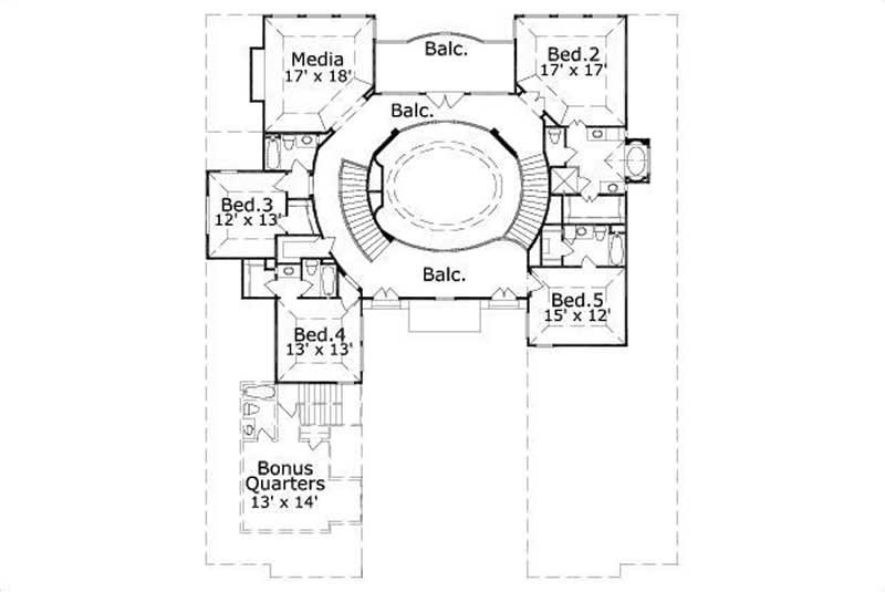 Floor Plan Second Story of Luxury Plan #156-1146