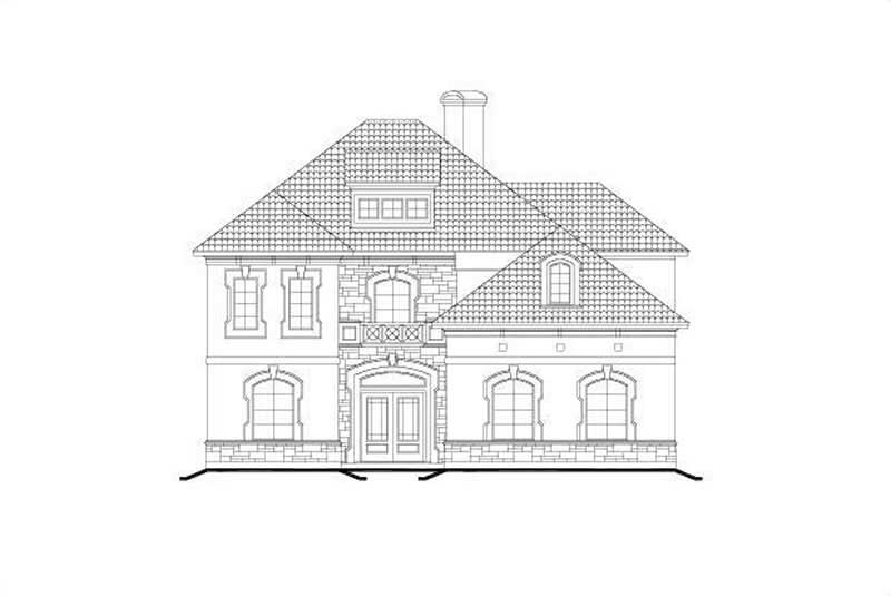 Front elevation of Spanish home (ThePlanCollection: House Plan #156-1156)