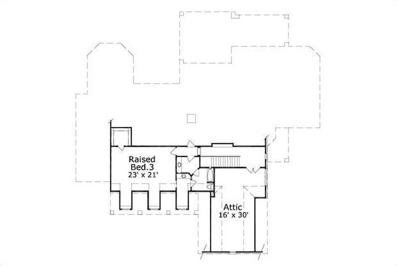 Floor Plan Second Story of Luxury Plan #156-1157