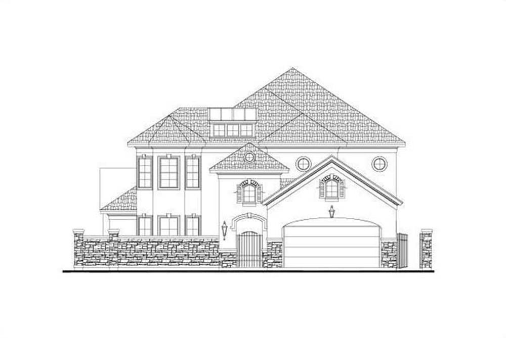Front elevation of Tuscan home (ThePlanCollection: House Plan #156-1182)