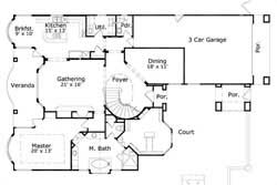 Floor Plan First Story of Plan #156-1182