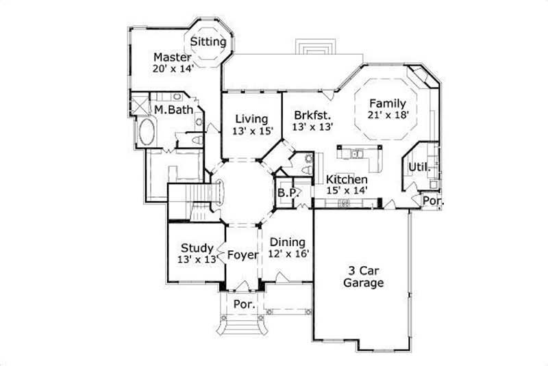 Floor Plan First Story of Luxury Plan #156-1187