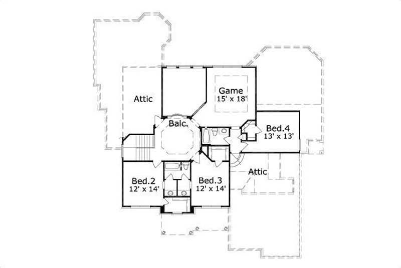 Floor Plan Second Story of Luxury Plan #156-1187