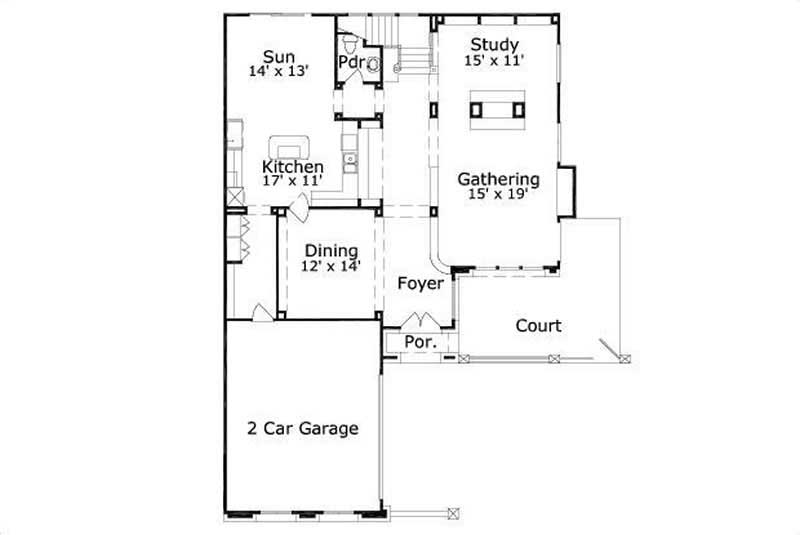Floor Plan First Story of Luxury Plan #156-1188