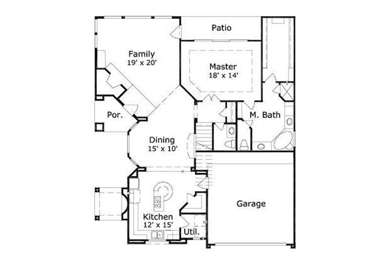 Floor Plan First Story of Mediterranean Plan #156-1203