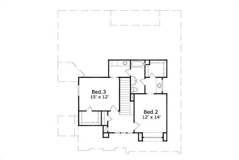 Floor Plan Second Story of Mediterranean Plan #156-1203