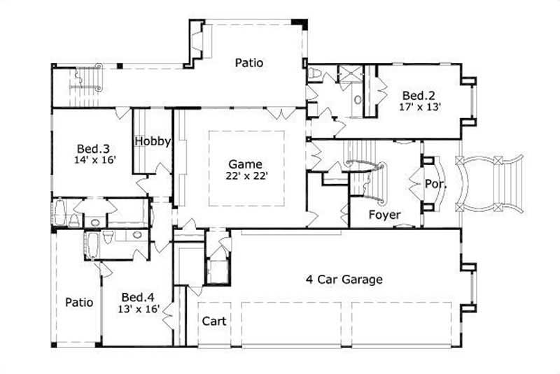 Floor Plan First Story of Luxury Plan #156-1206
