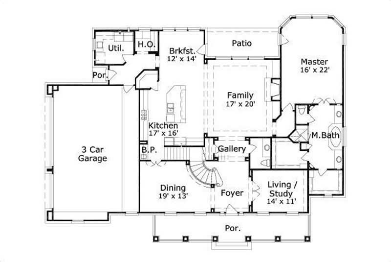 Floor Plan First Story of Luxury Plan #156-1209