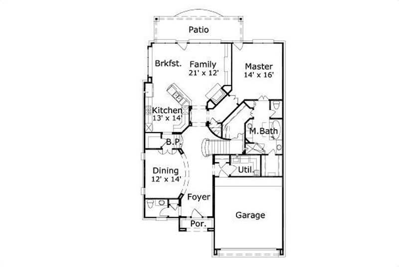 Floor Plan First Story of Traditional Plan #156-1212