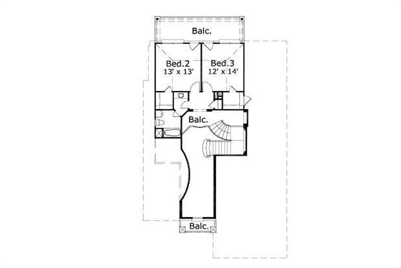 Floor Plan Second Story of Traditional Plan #156-1212