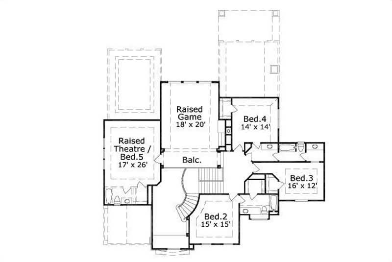 Floor Plan Second Story of Country Plan #156-1214