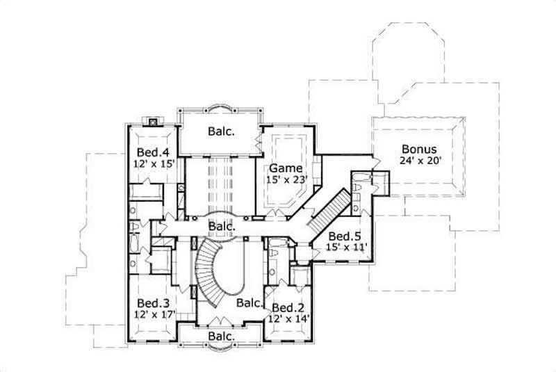 Floor Plan Second Story of Luxury Plan #156-1217
