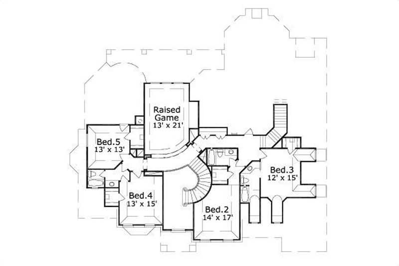 Floor Plan Second Story of Luxury Plan #156-1230