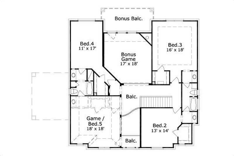 Floor Plan Second Story of Luxury Plan #156-1235
