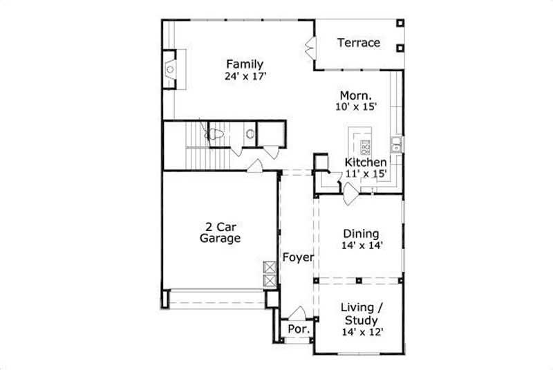 Floor Plan First Story of Mediterranean Plan #156-1245