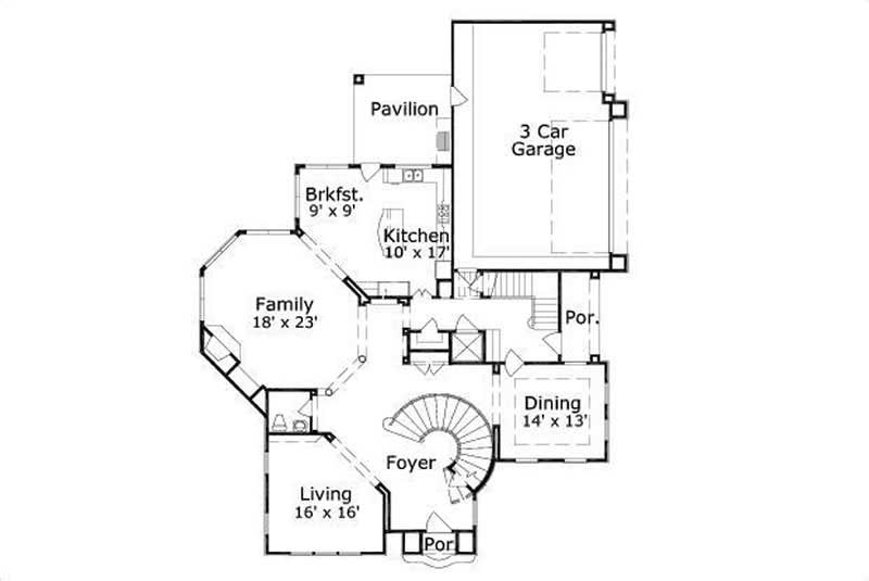 Floor Plan First Story of Luxury Plan #156-1260