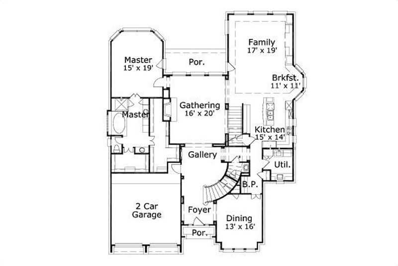 Floor Plan First Story of Luxury Plan #156-1263