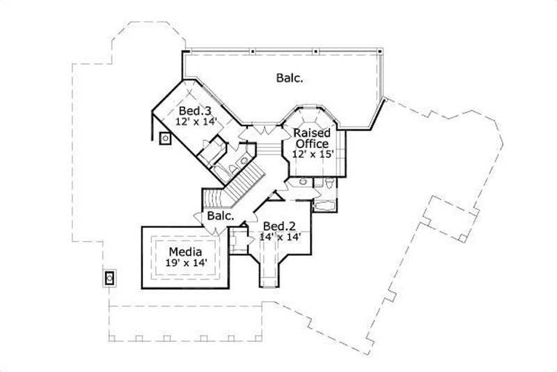 Floor Plan Second Story of Country Plan #156-1275