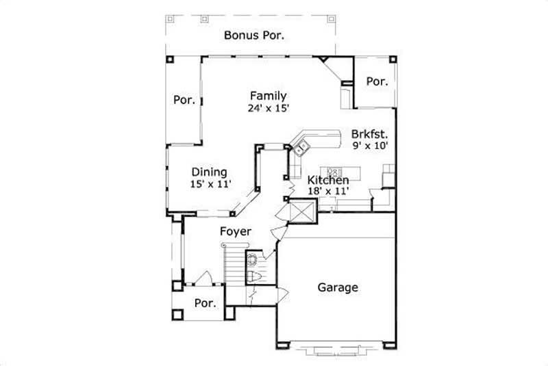 Floor Plan First Story of Mediterranean Plan #156-1279